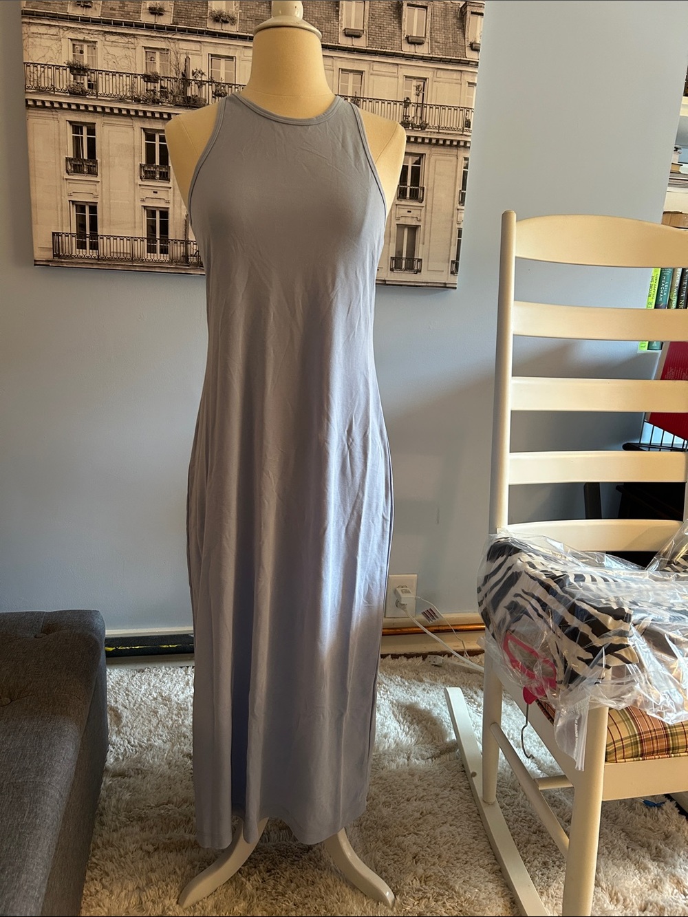 Club Monaco Sleeveless Midi Dress - Light blue racer back
